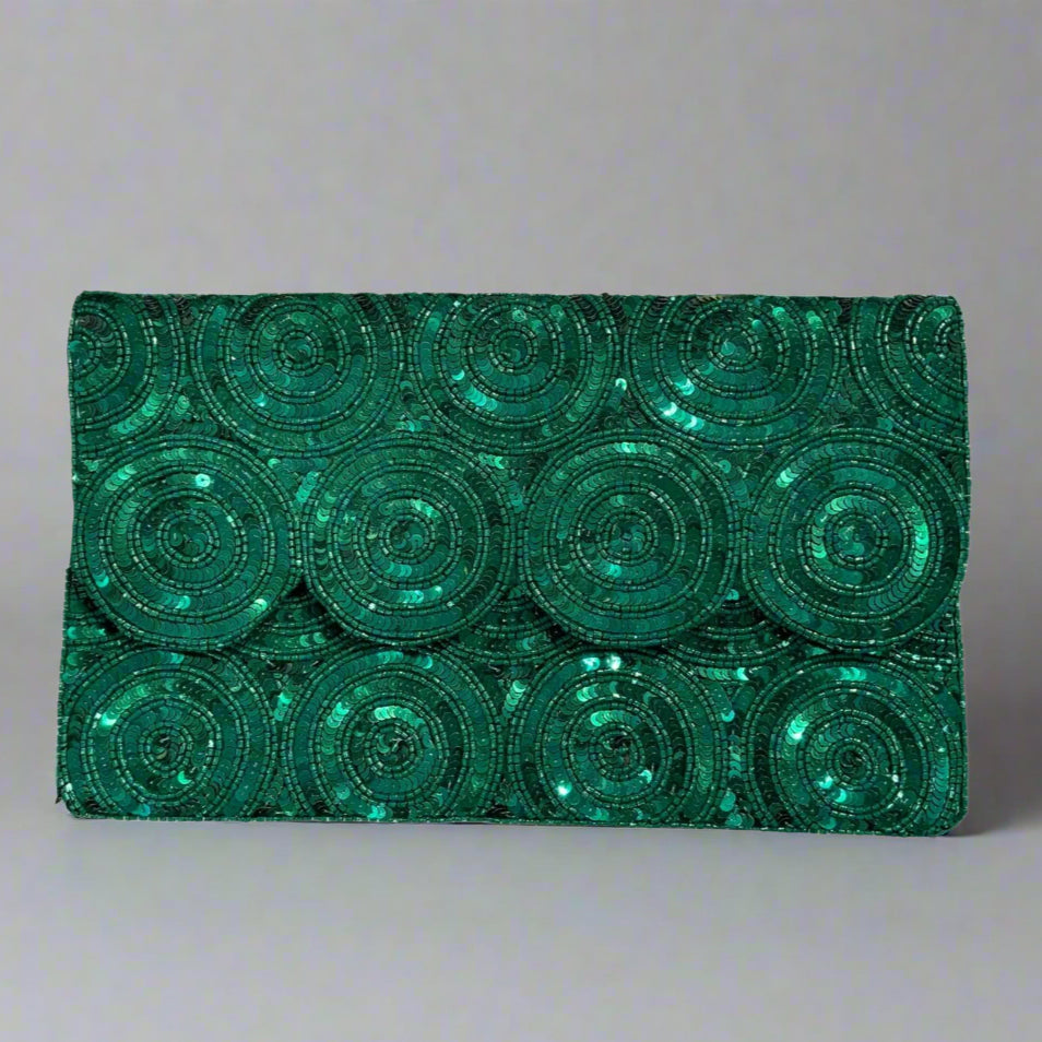 GREEN SEQUINS CLUTCH