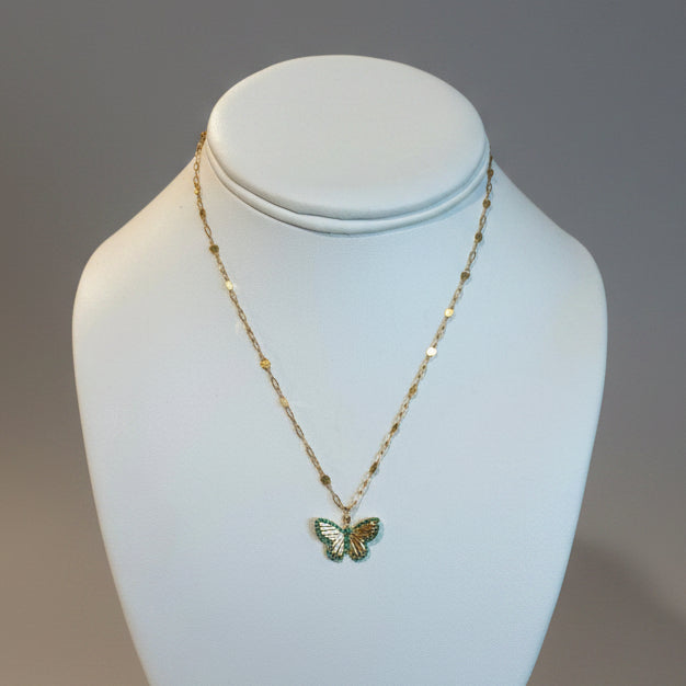 GREEN BUTTERFLY NECKLACE