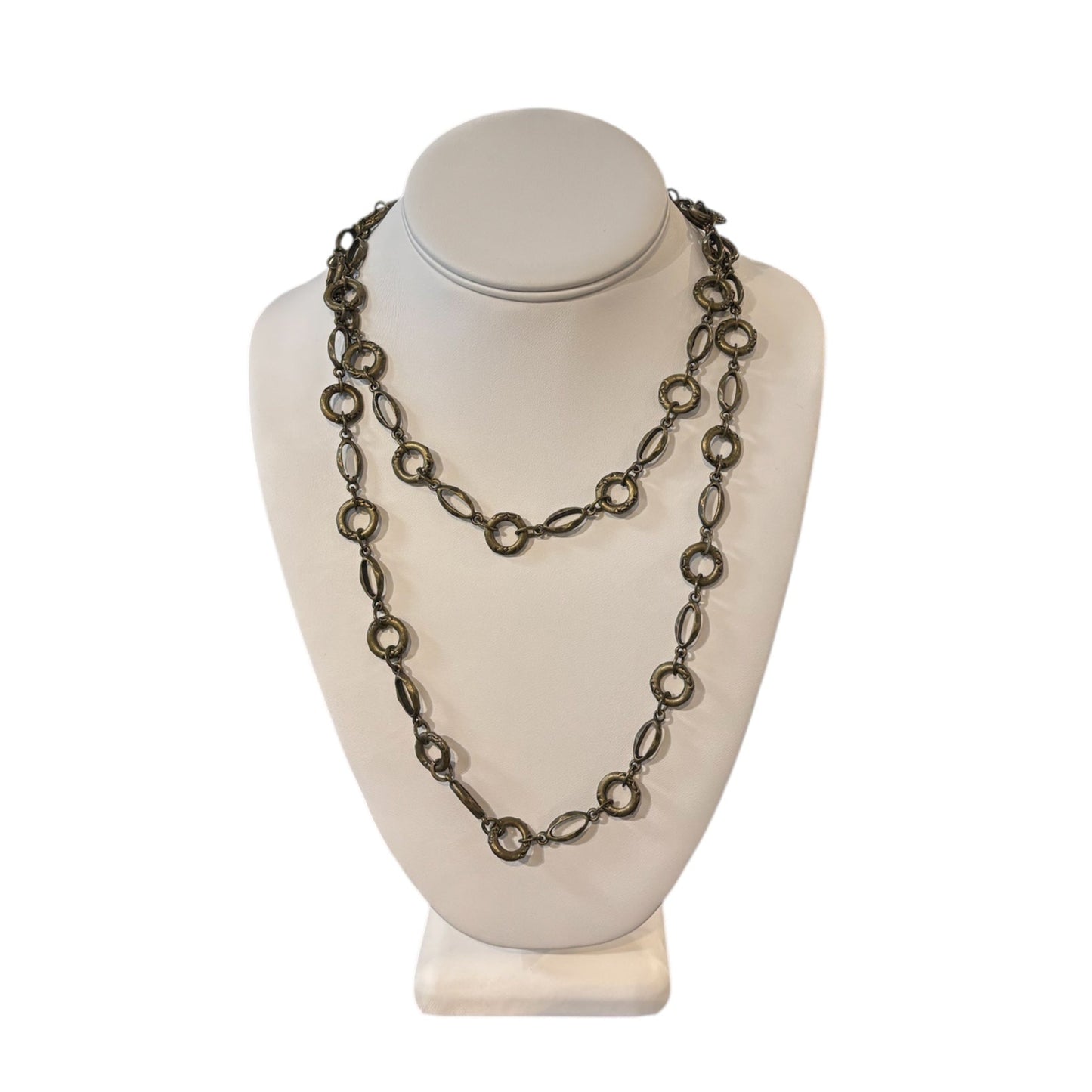 MULTI RING BRASS CHAIN NECKLACE