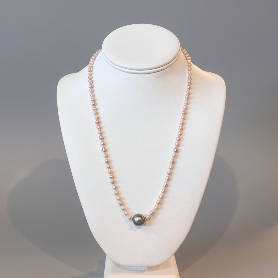 PINK AND GREY PEARL NECKLACE