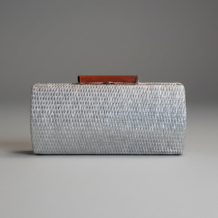 WOVEN SILVER STRAW BAG