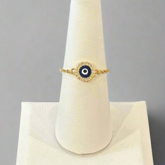 EVIL EYE ADJUSTABLE CHAIN RING