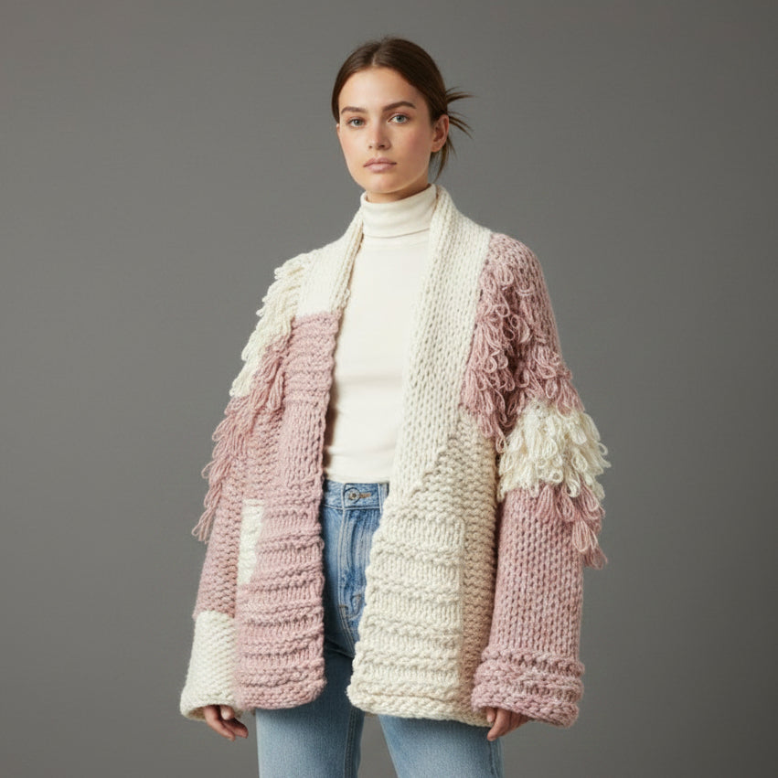 CHUNKY TWO TONE STRING CARDIGAN