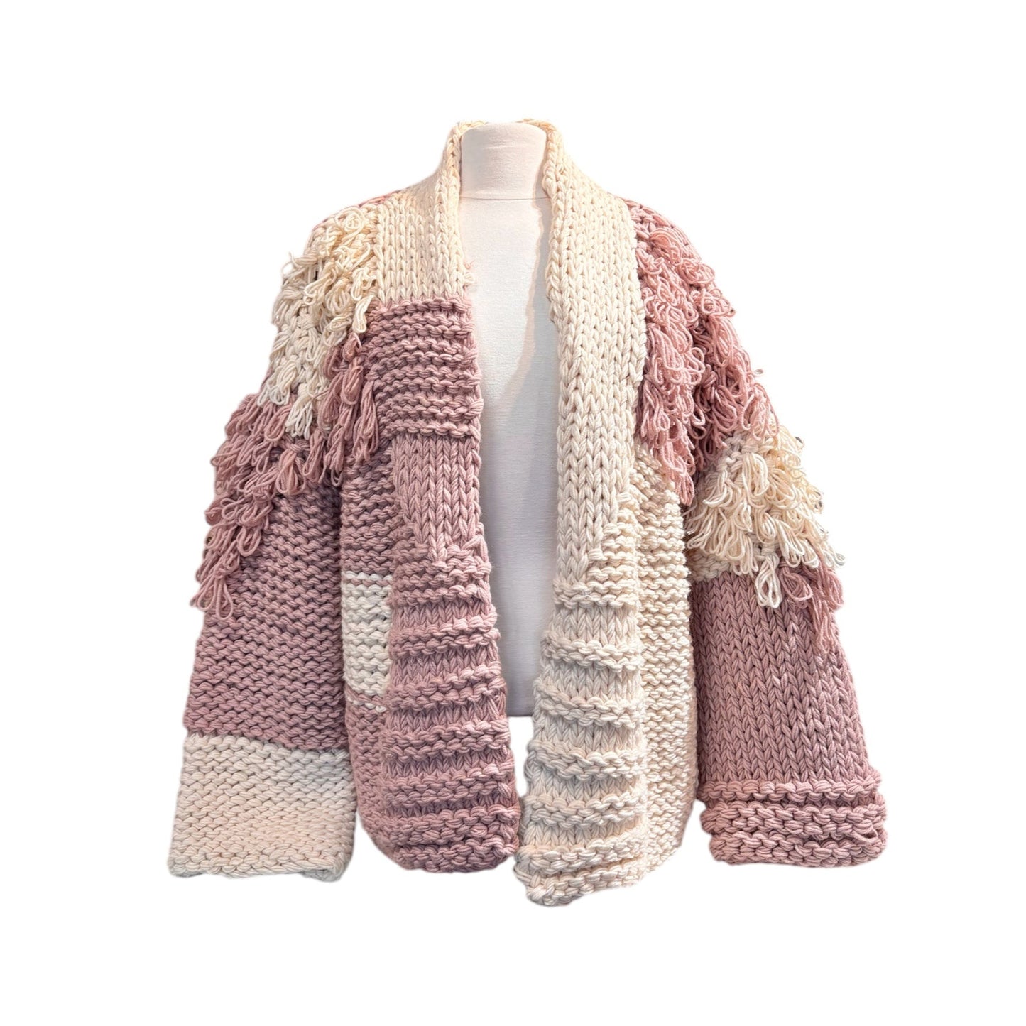 CHUNKY TWO TONE STRING CARDIGAN