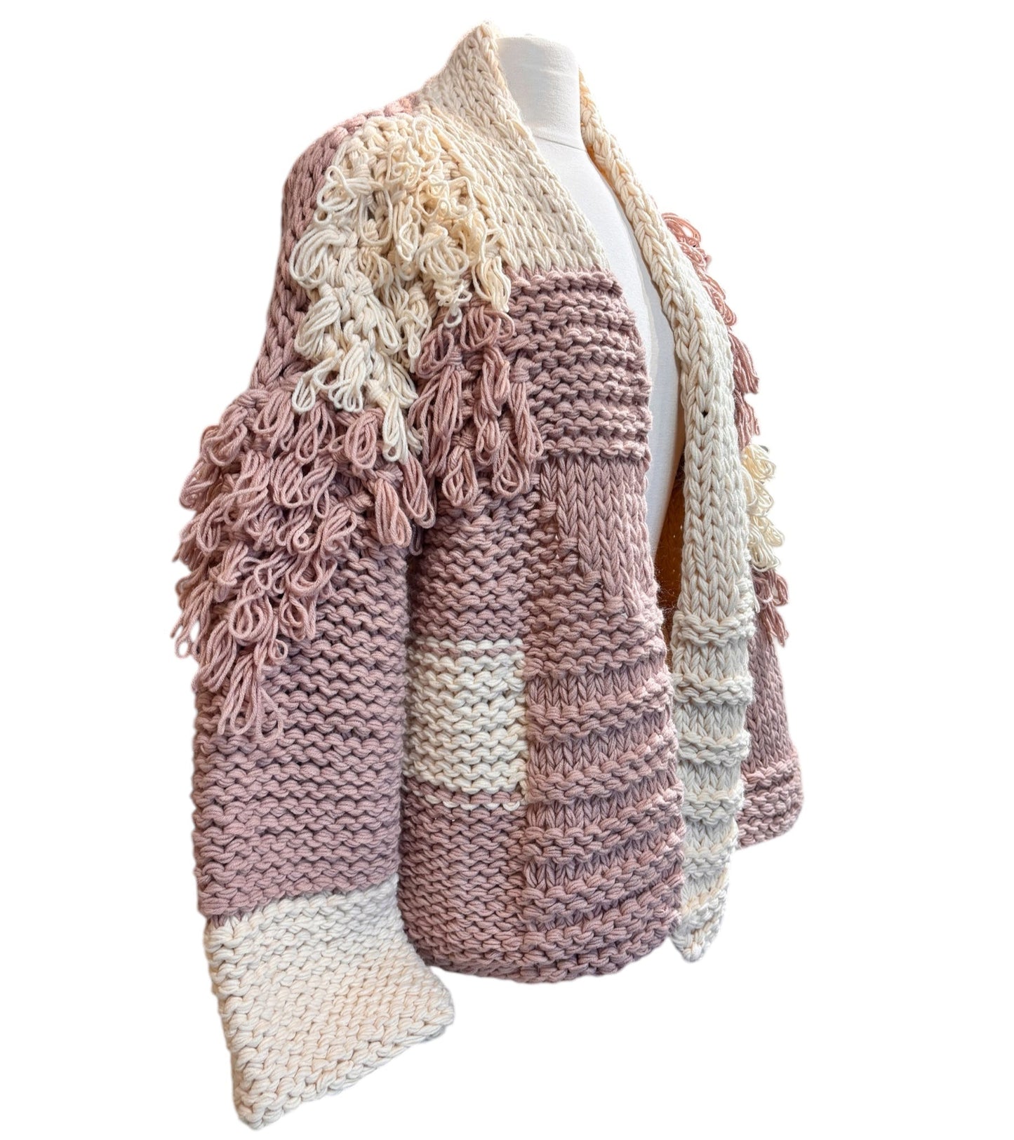 CHUNKY TWO TONE STRING CARDIGAN