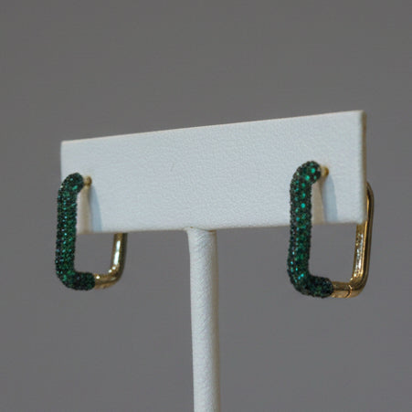 SQUARE PAVE HOOP EARRING