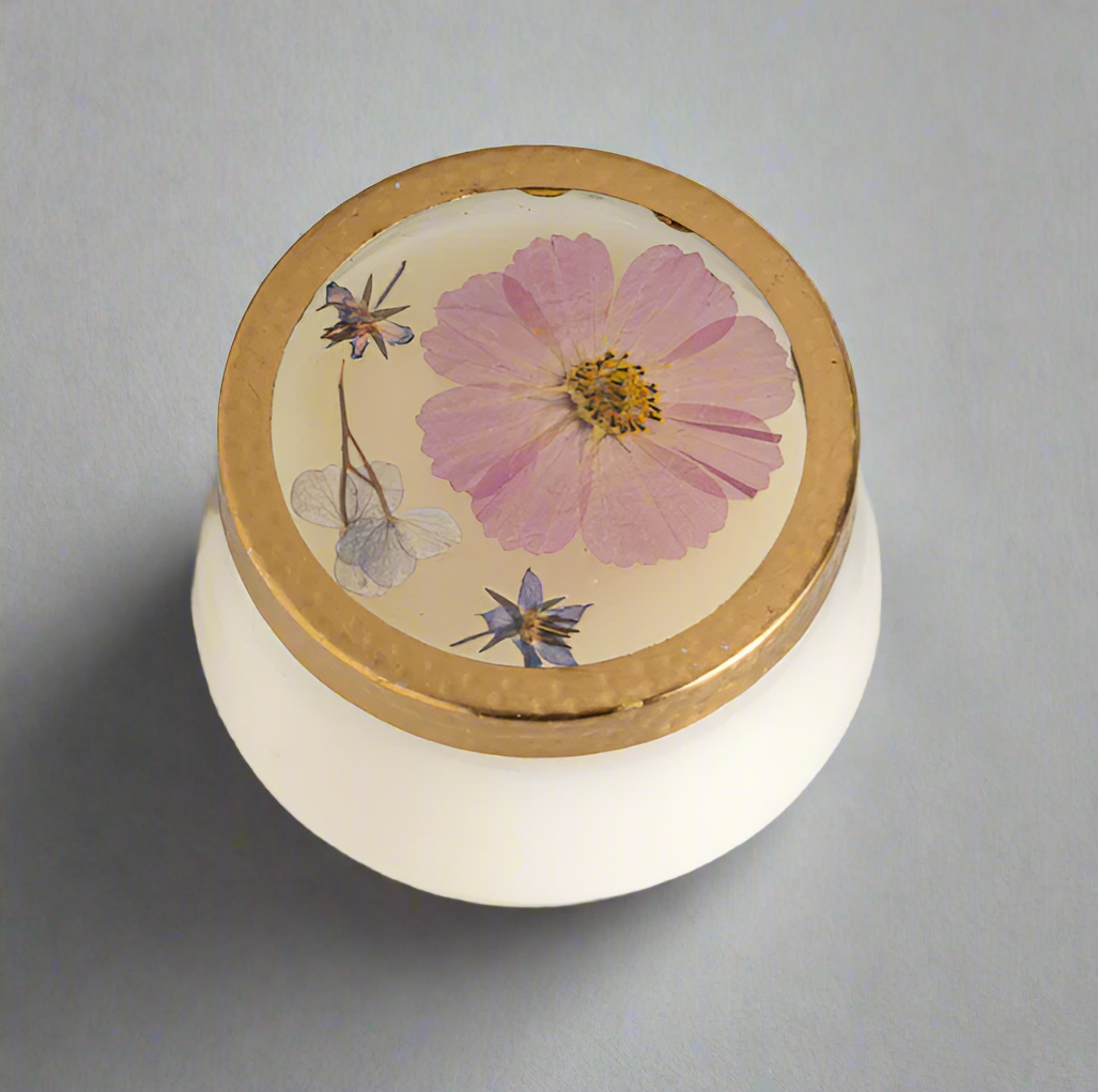 COASTAL VANILLA PRESSED FLORAL CANDLE LARGE