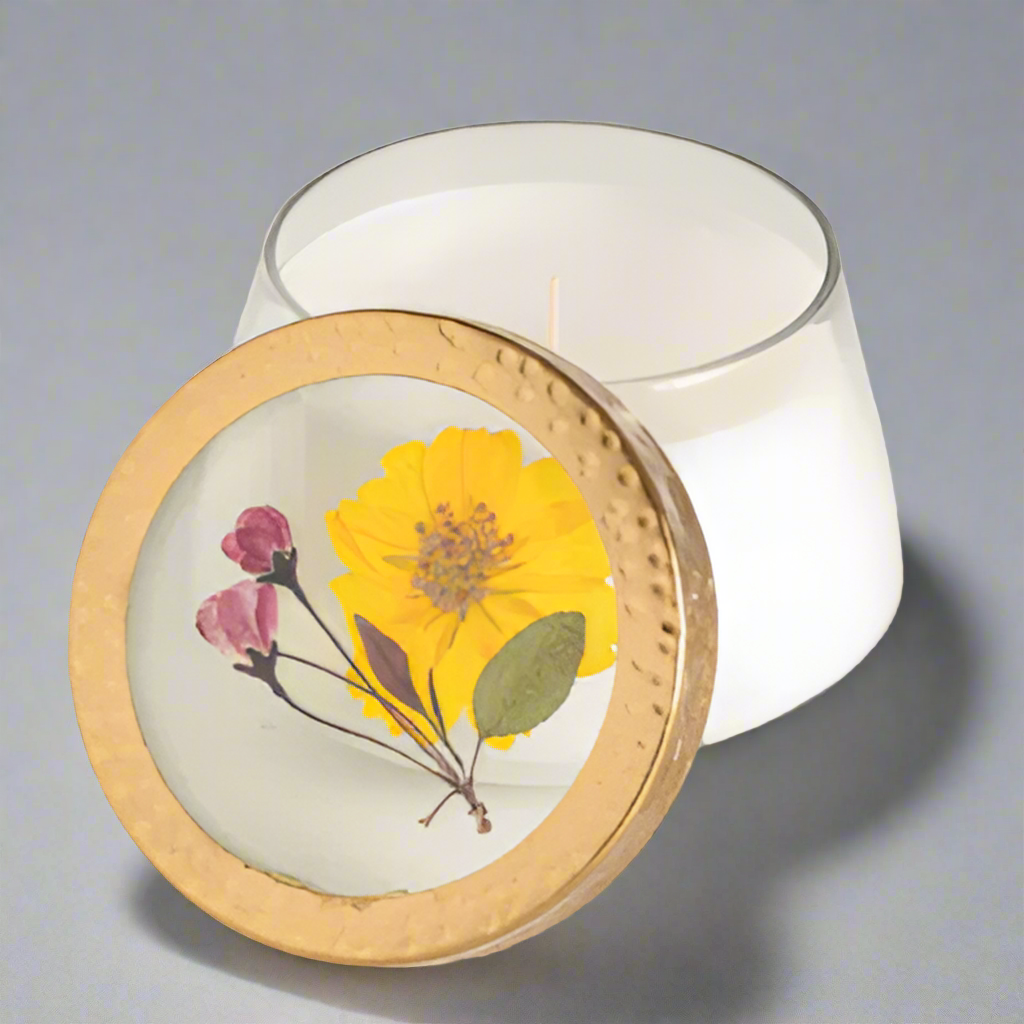 LEMON BLOSSOM&LYCHEE PRESSED FLORAL CANDLE MEDIUM