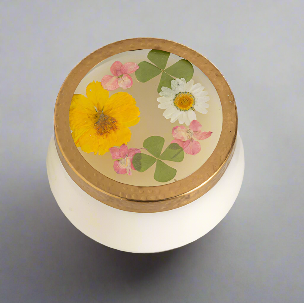 LEMON BLOSSOM & LYCHEE PRESSED FLORAL CANDLE LARGE