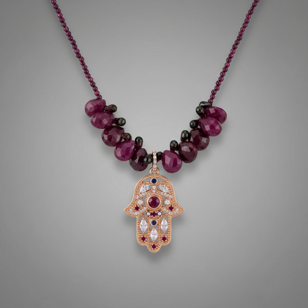RUBY GARNET CZ STONE NECKLACE