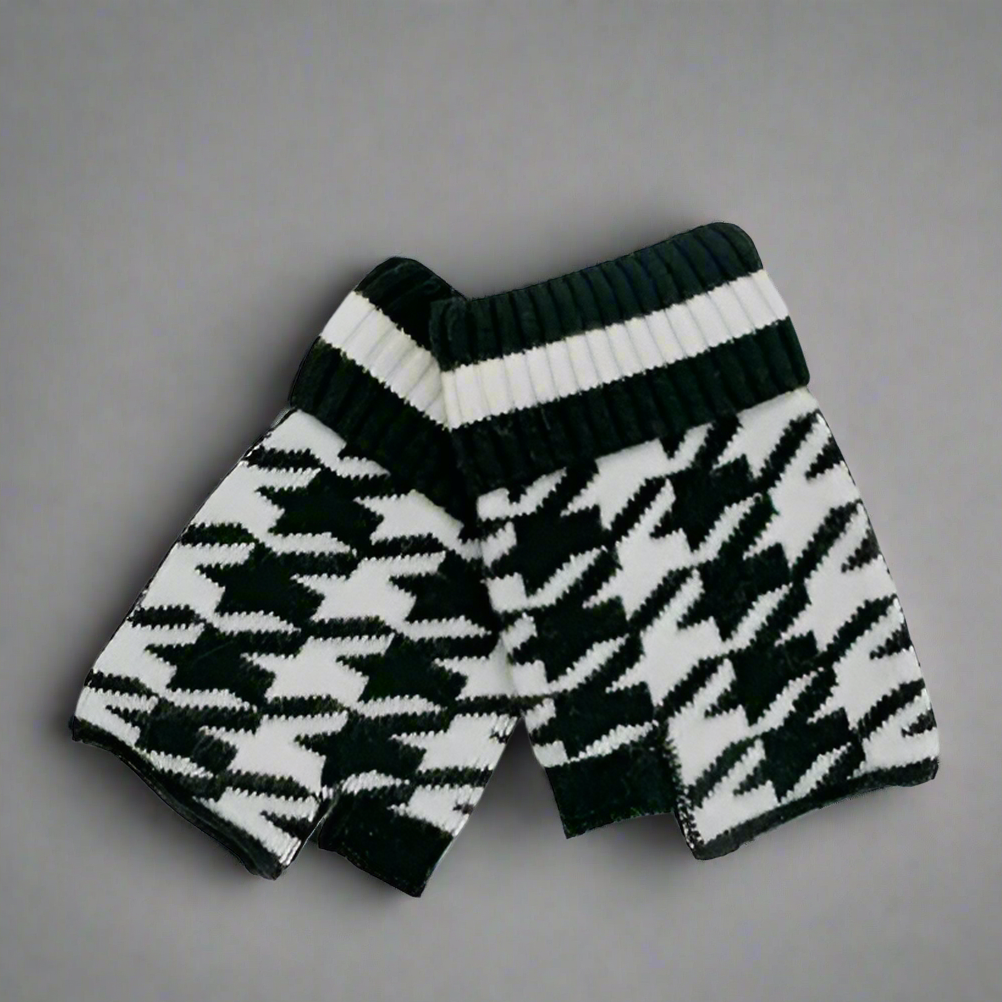 pair of knitted fingerless gloves