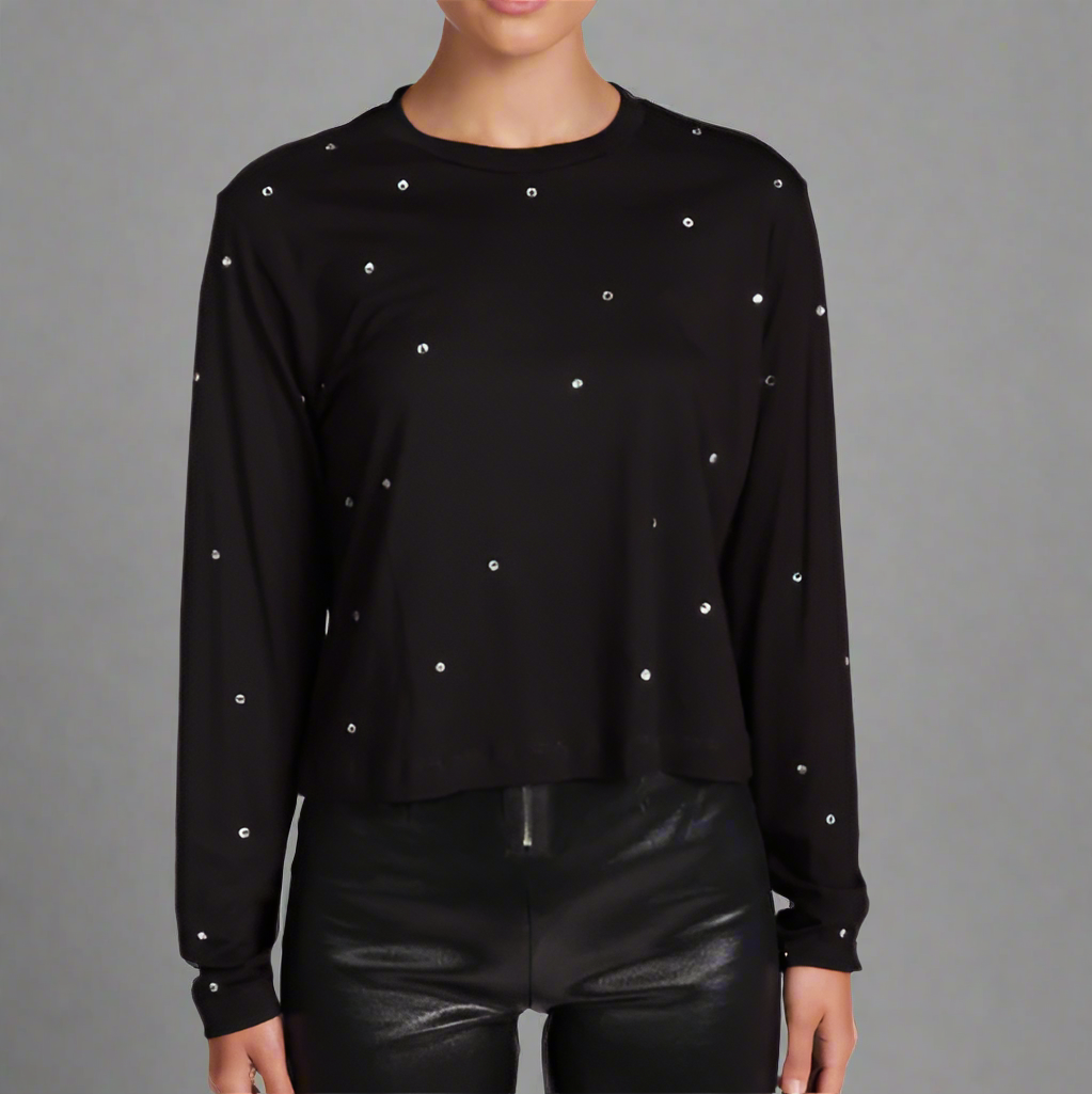 BANJI CROP TEE W/CRYSTALS