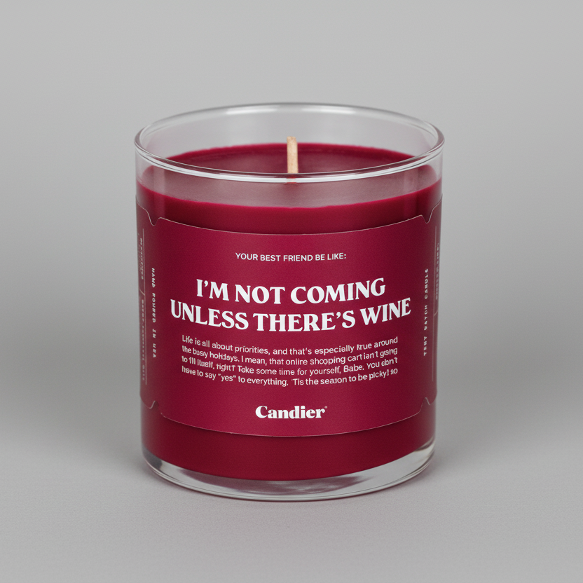 I'M NOT COMING UNLESS THERE'S WINE CANDLE