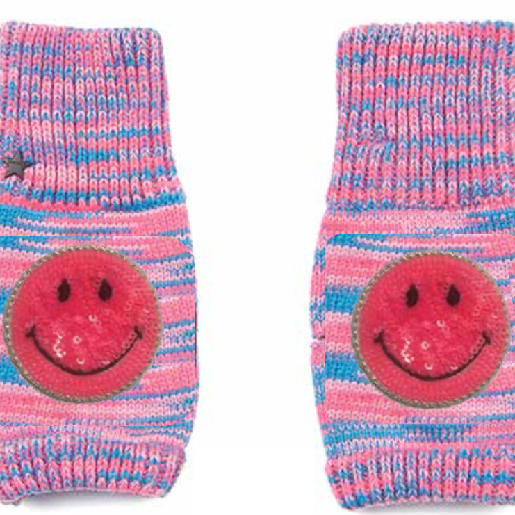 SMILEY KNIT MITTENS