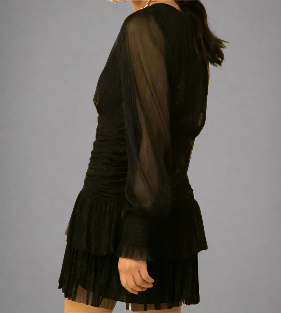 ELLIE LUREX CRINKLE MESH DRESS