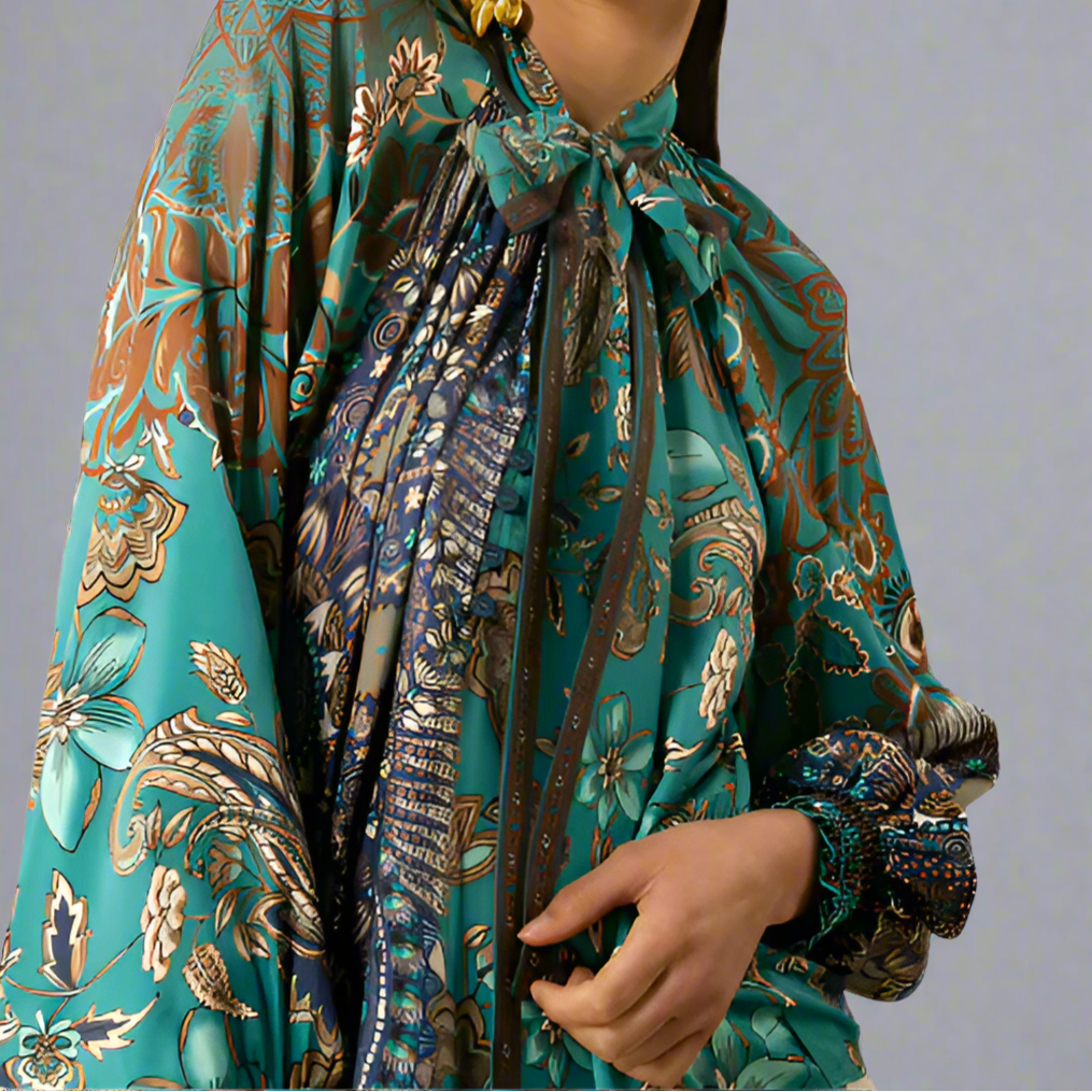 ADDISON TWILL SCARF TIE NECK TOP