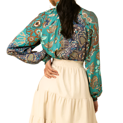 ADDISON TWILL SCARF TIE NECK TOP