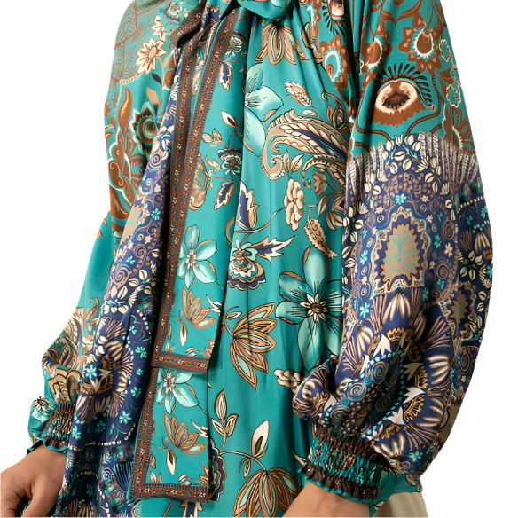 ADDISON TWILL SCARF TIE NECK TOP