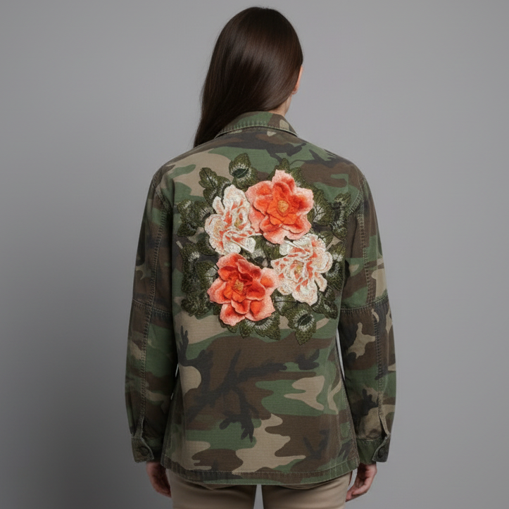 ORANGE APPLIQUE CAMO JACKET