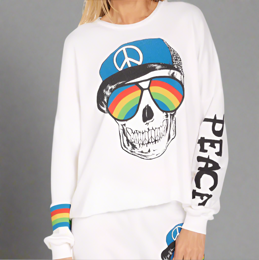 LEE RAINBOW PEACE CROP PULLOVER