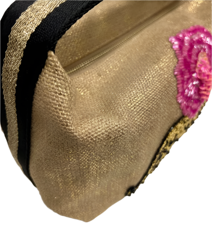 GOLD TIGER FLOWER CLUTCH BAG