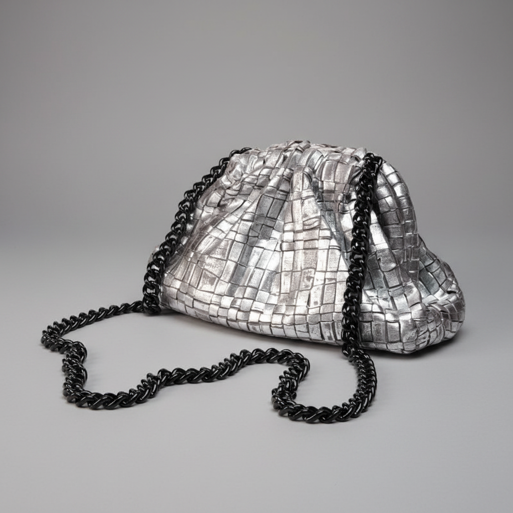 MINI GAME WOVEN LAMINATED CLUTCH