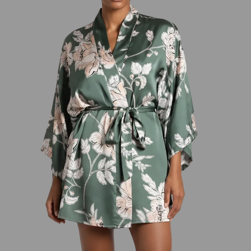FIJI FLORAL SATIN ROBE