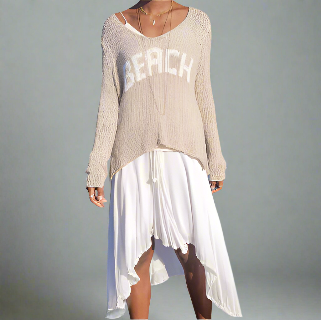BEACH V-NECK COTTON SWEATER