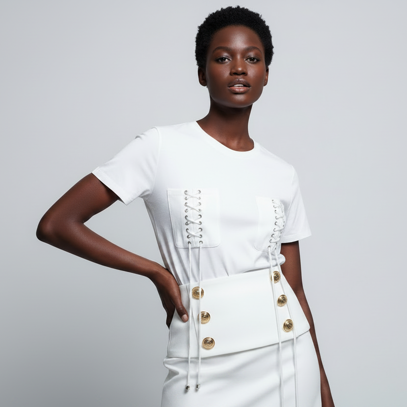 T-SHIRT WITH GOLDEN DETAILS