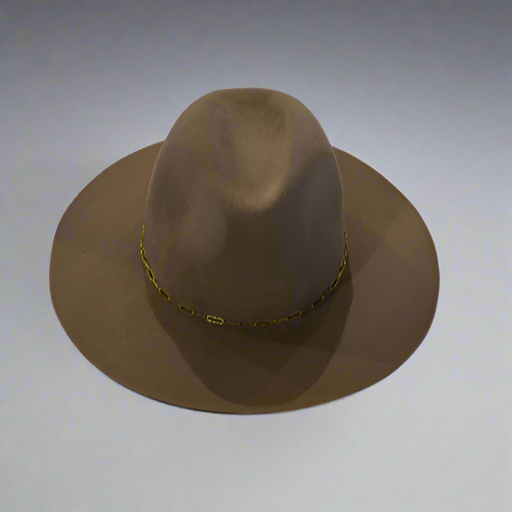 HARPER- BROWN/GOLD CHAIN HAT