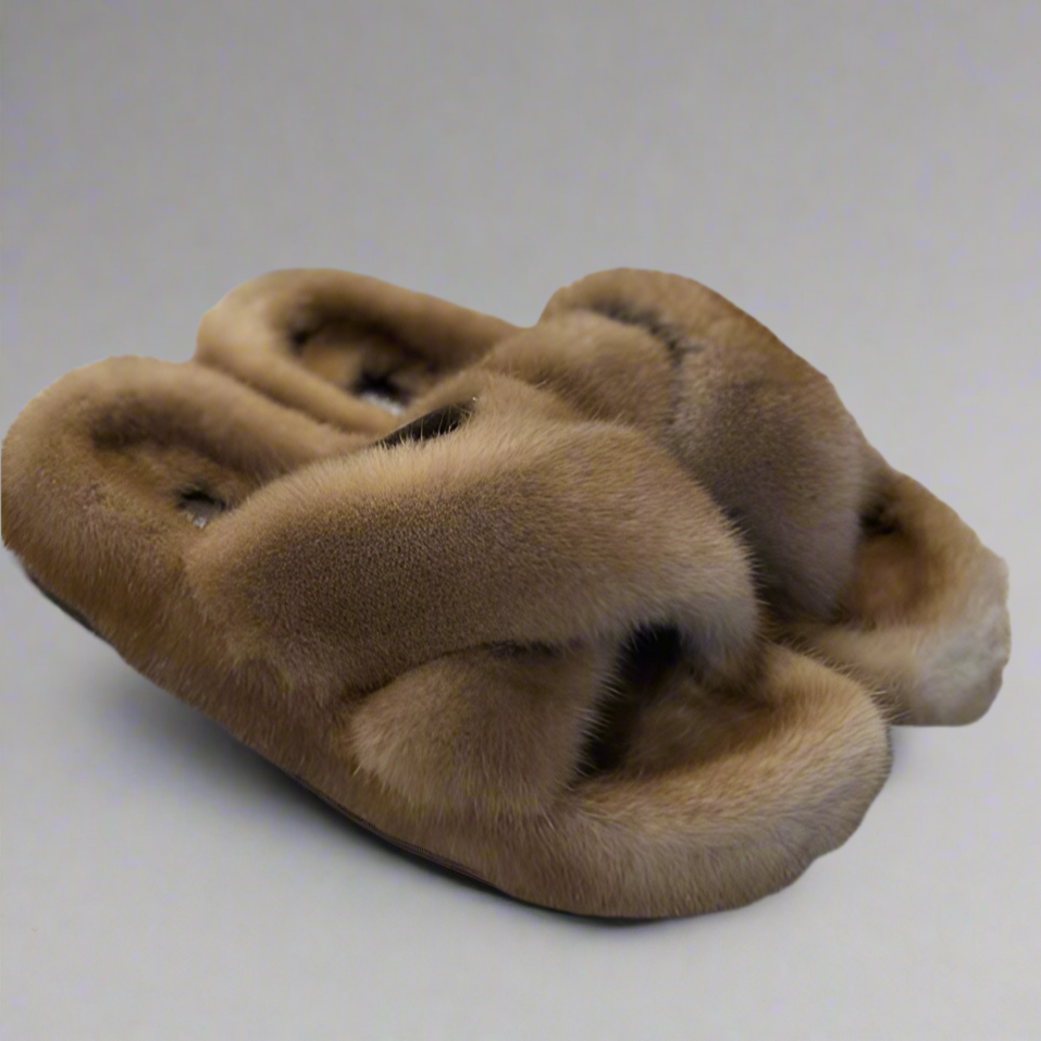 MINK CROSS OVER SLIDES - NATURAL