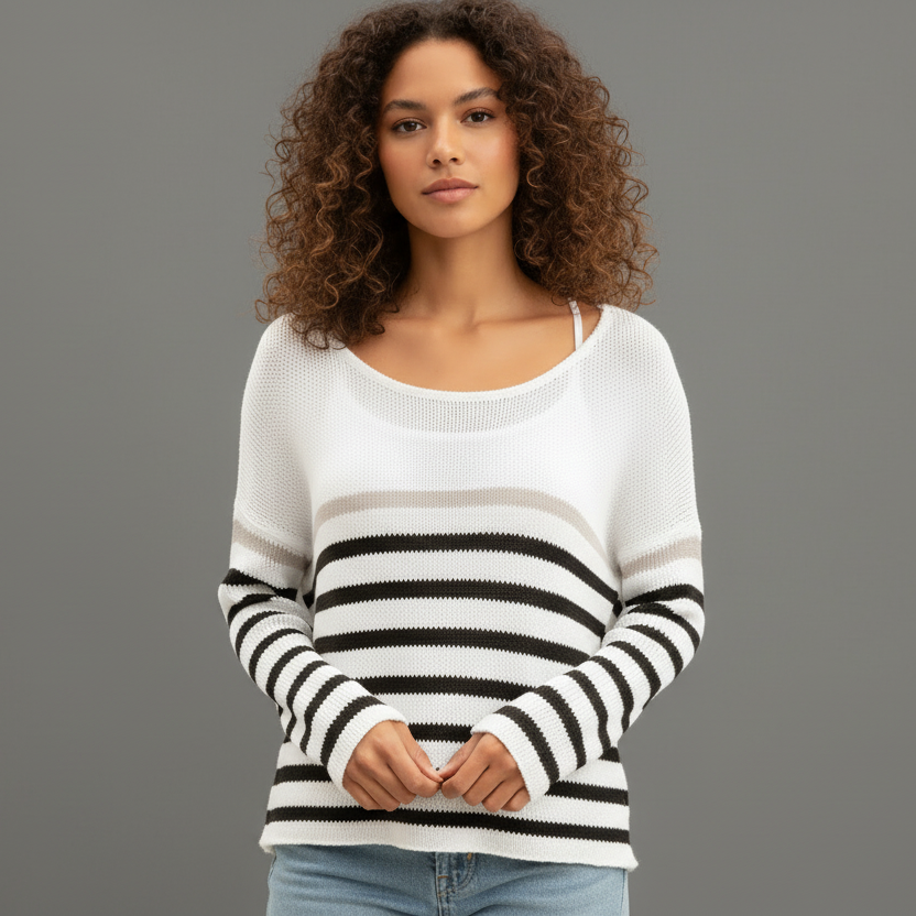 KATE STRIPED CREW SWEATER