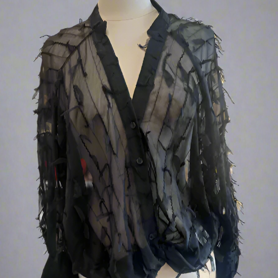 BLACK FEATHER BLOUSE