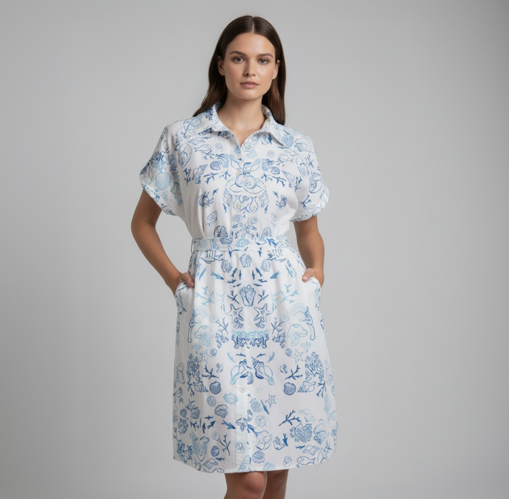 WHITE & BLUE COASTAL SHORT DRESS