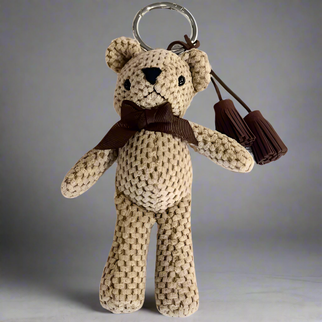 BROWN TEDDY BEAR KEYCHAIN WITH TASSEL