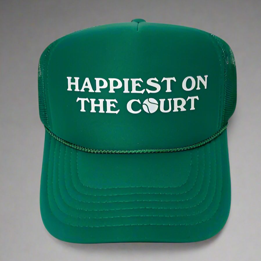 HAPPIEST ON THE COURT GREEN TRUCKER HAT