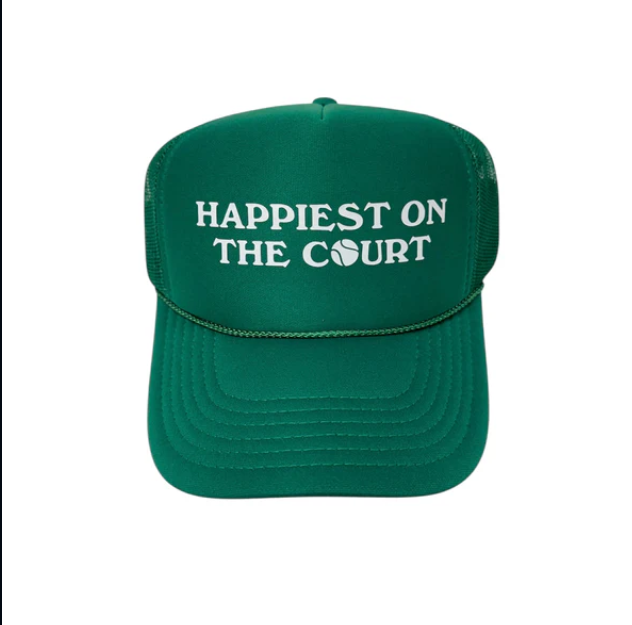 HAPPIEST ON THE COURT GREEN TRUCKER HAT