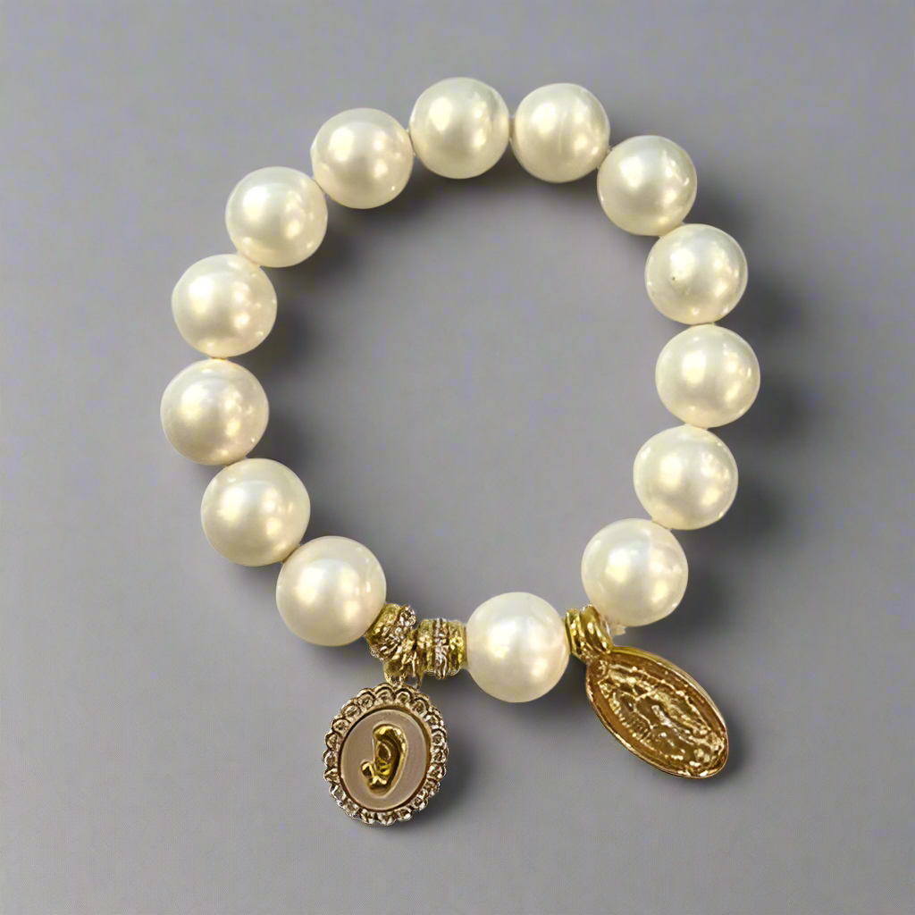 FAUX PEARL CHARM BRACELETS