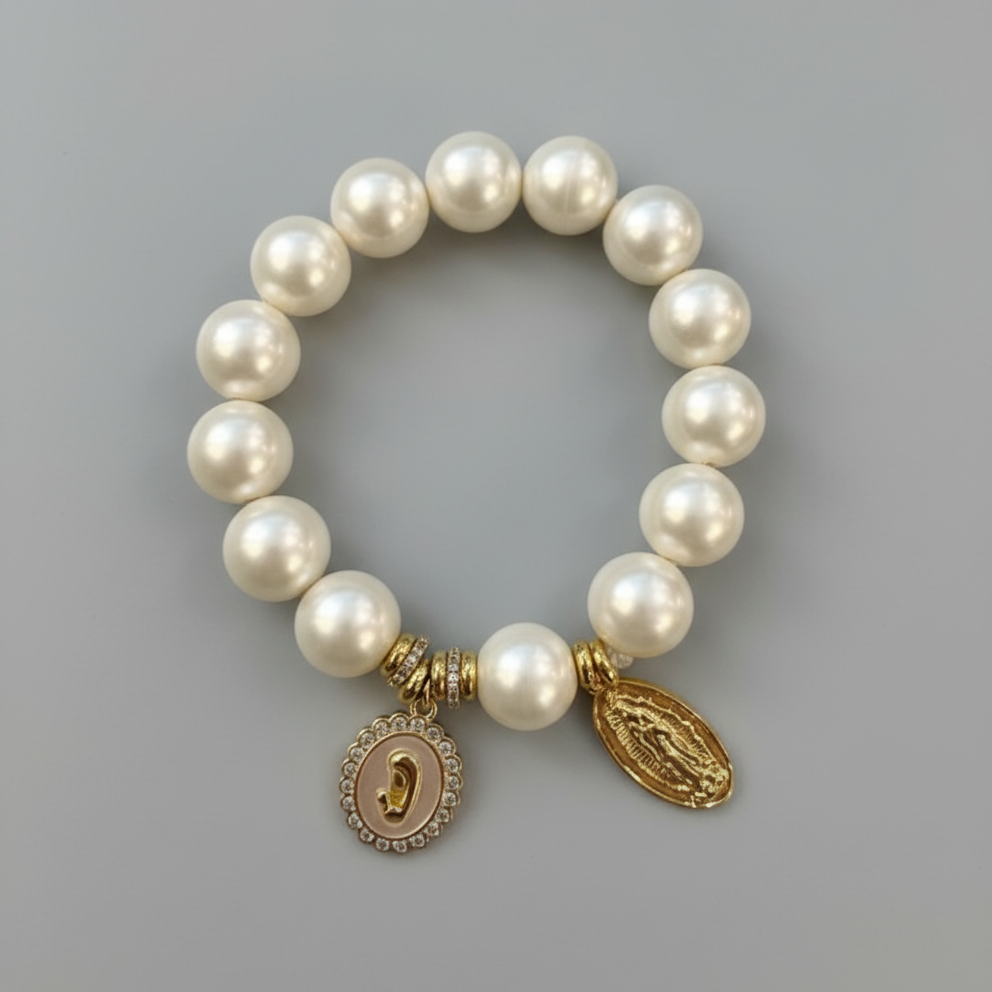 FAUX PEARL CHARM BRACELETS