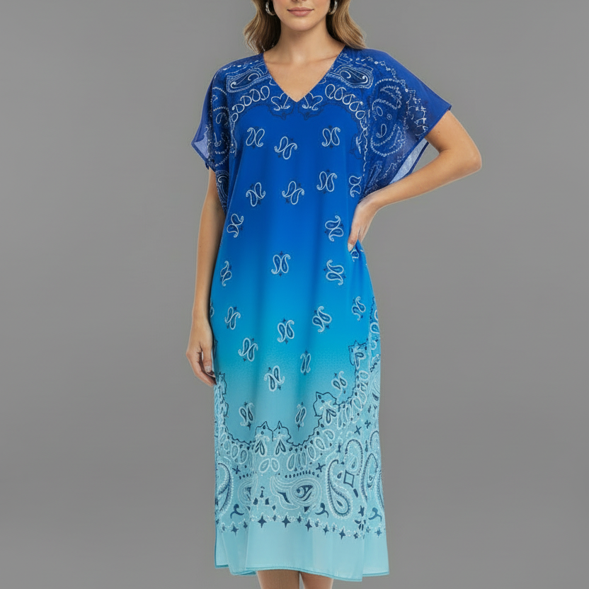 BLUE LONG BANDANA DRESS