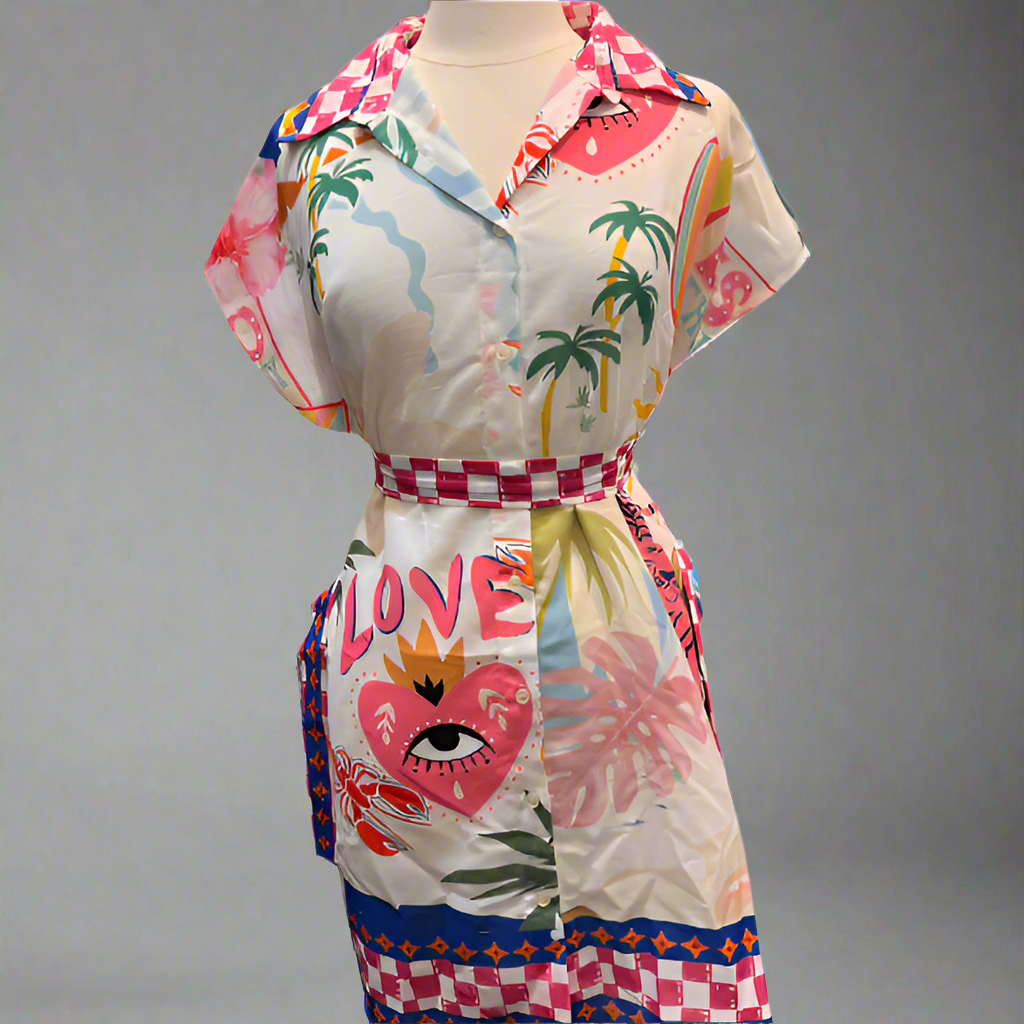 TROPICAL WHITE SHORT DRESS