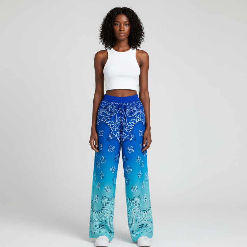 OMBRE BLUE BANDANA PANTS