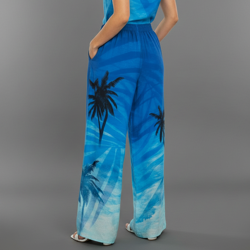 BLUE PALM TREE PANTS