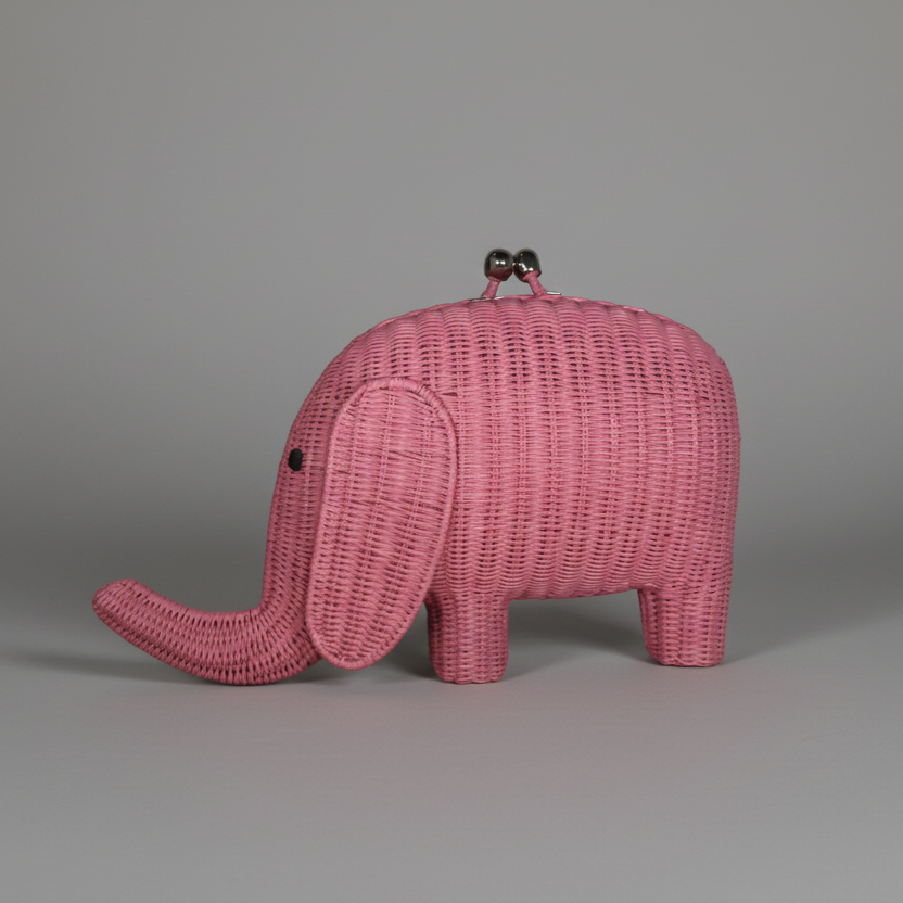 HARRY ELEPHANT WICKER BAG PINK