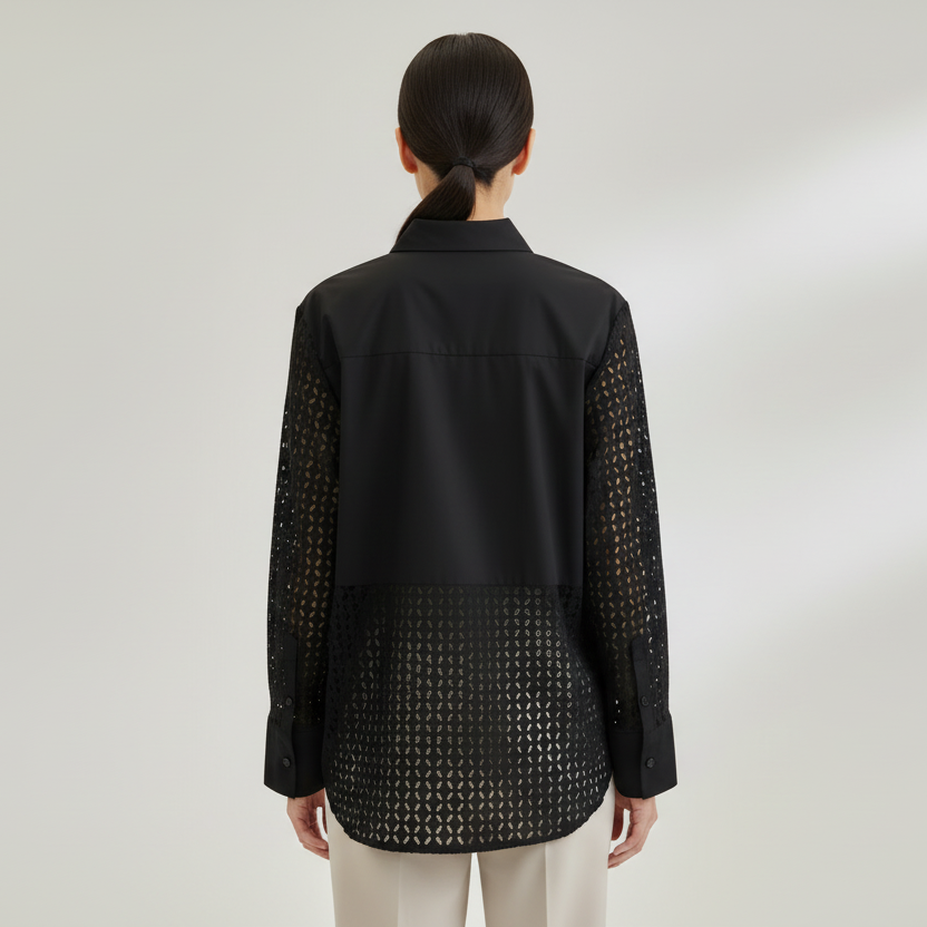BLACK RAVEL BUTTON UP