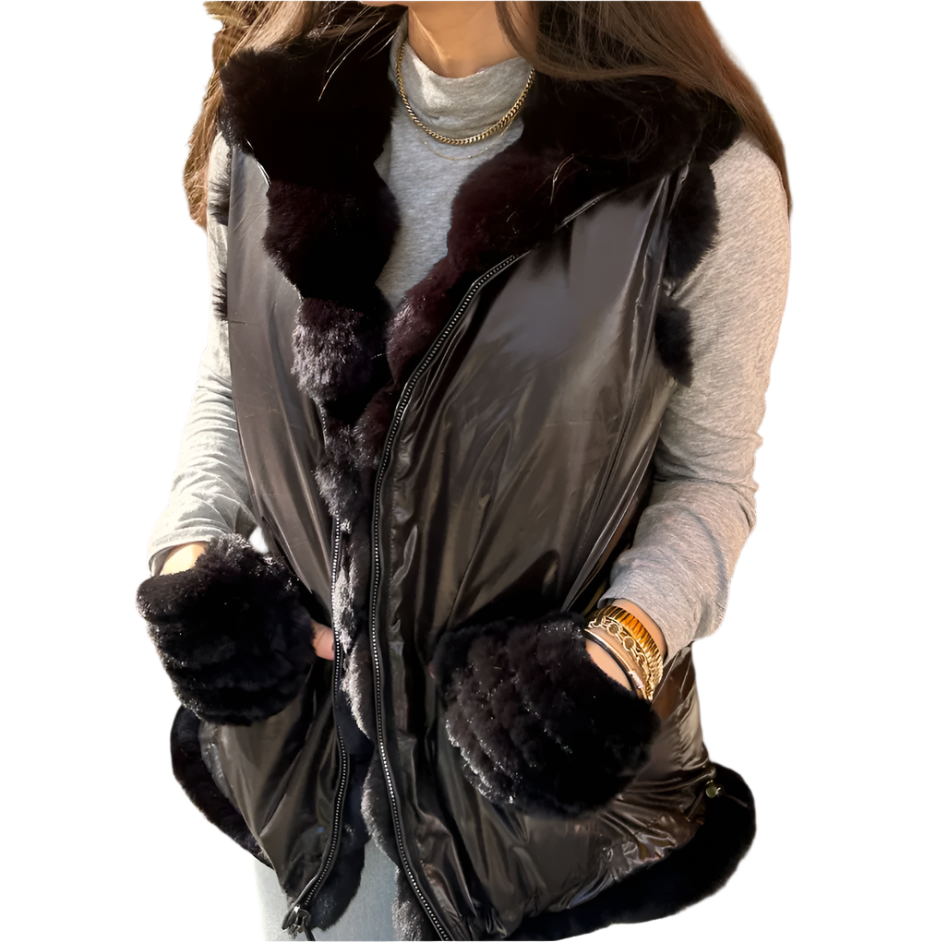 PLUSH FAUX FUR REVERISBLE VEST