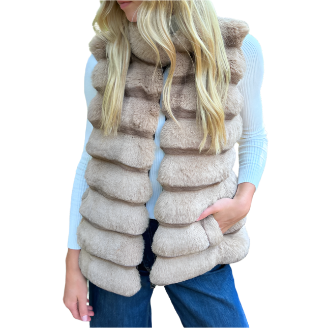 PLUSH FAUX FUR REVERISBLE VEST
