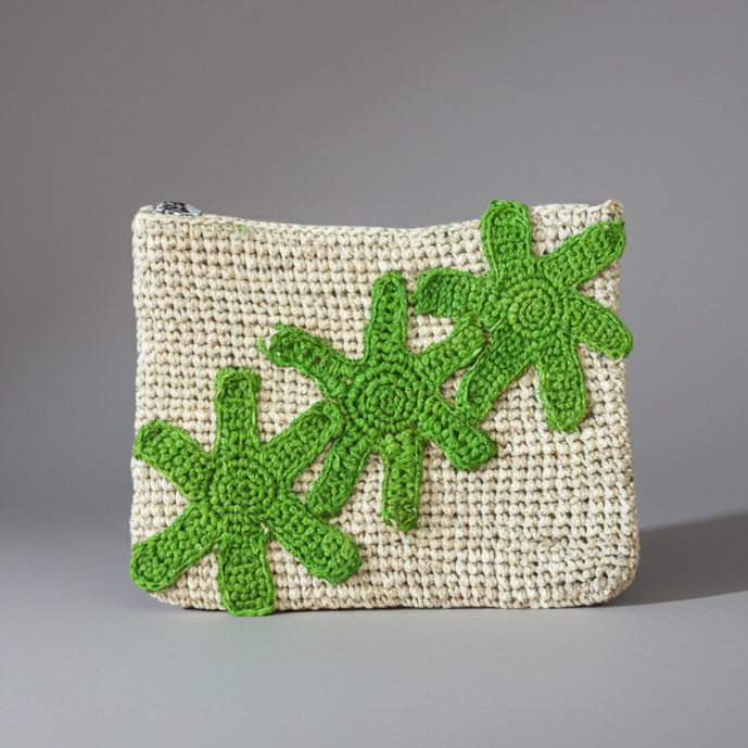 GREEN FLOWER POUCH
