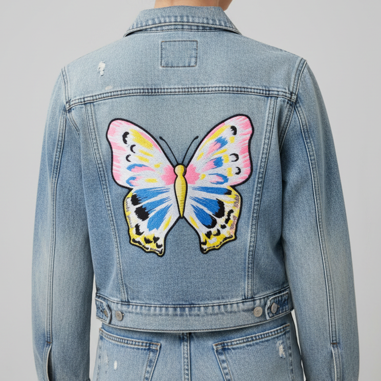 BUTTERFLY LOVE EMBROIDERY DENIM JACKET