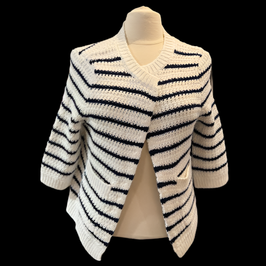 KNIT STRIPED CARDIGAN NAVY/WHITE